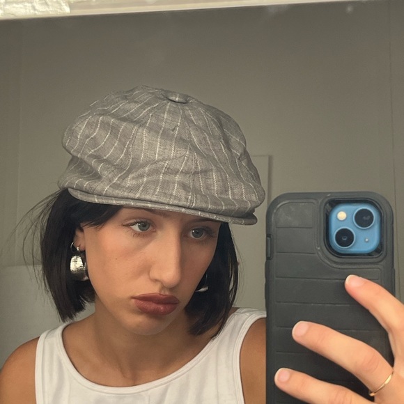 uncle rubys vintage grey hat with white stripes, - Picture 3 of 3